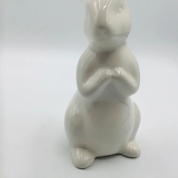 CERAMIC White Bunny Rabbit 8” Easter Spring Figure Farmhouse Decor Mantle Table - Picture 3 of 9